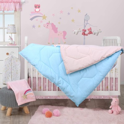 RD11 Solid Single Crib Baby Blanket for  Heavy Winter(Poly Cotton, Peach-Sky Blue)