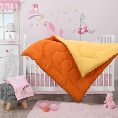 RD11 Solid Single Crib Baby Blanket for  Heavy Winter(Poly Cotton, Orange-Yellow)