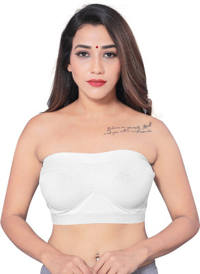 shloky Women Bandeau/Tube Non Padded Bra(White)
