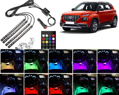 Selifaur 4 pieces 48 LED DC 12V Multicolour Car Strip Atmosphere Lamp Music Light For Venue Car Fancy Lights(Multicolor)