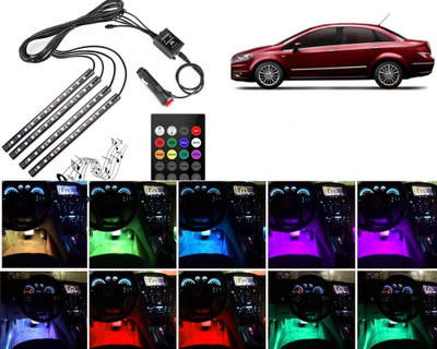 Selifaur 4 pieces 48 LED DC 12V Multicolour Car Strip Atmosphere Lamp Music Light For Linea Car Fancy Lights(Multicolor)