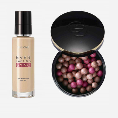 Oriflame GIORDANI GOLD Bronzing Pearls Sublime Radiance and THE ONE Everlasting Sync Foundation SPF 30 Light Rose Cool Combo(2 Items in the set)