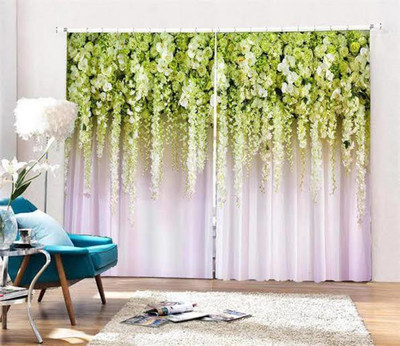 RISKY FAB 154 cm (5 ft) Window Polyester Room Darkening Curtain (Pack Of 2)(White, 3D Printed)