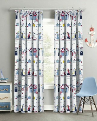 BEST FAB 214 cm (7 ft) Polyester Room Darkening Door Curtain (Pack Of 2)(Printed, White)