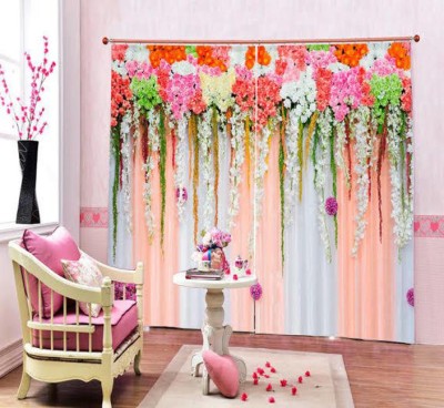 Ad Nx 154 cm (5 ft) Polyester Room Darkening Window Curtain (Pack Of 2)(Floral, Pink)