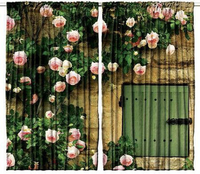 AAI 274 cm (9 ft) Long Door Polyester Room Darkening Curtain (Pack Of 2)(Brown Color, Floral)