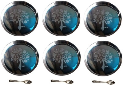 MOTI METAL INDUSTRIES MMI Pack of 6 Stainless Steel Dinner Set(Steel, Microwave Safe)