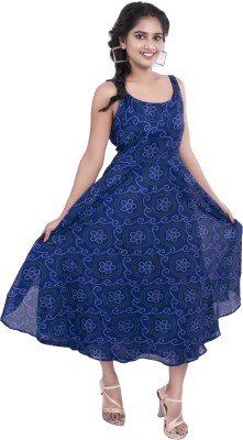 DRESSED UP DIVAS Women Fit and Flare Blue Dress