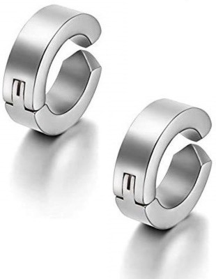 Airtick (1 Pair) Silver 8mm Size Magnetic (Non Pierced) Metal Barbell Earring/Bali Stud Metal Hoop Earring