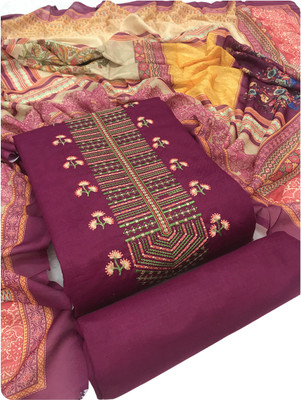 SheWill Cotton Blend Embroidered Salwar Suit Material