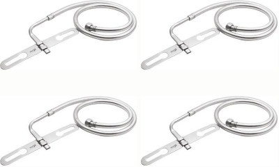 Mocksh Premium Quality 304 Grade Stainless Steel Multi Type Jet Spray / Toilet Jet / Toilet Bidet Hands-Free Spray with 1.5 Meter Heavy PVC Hose (Chrome), Pack Of 4 Faucet Set