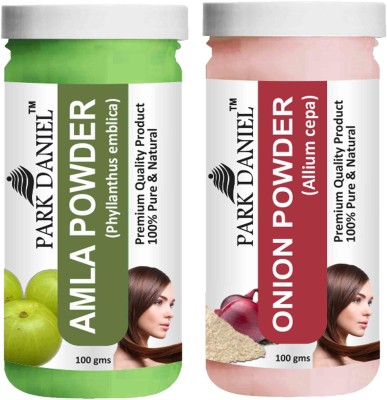 PARK DANIEL Pure & Natural Amla Powder & Onion Powder Combo Pack of 2 Bottles of 100 gm (200 gm )(200 g)