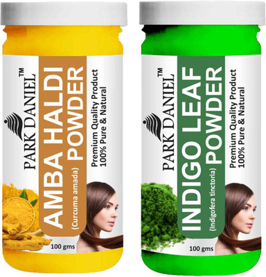 PARK DANIEL Hair Care Combo Of Amba Haldi Powder & Indigo Leaf Powder Combo Pack of 2 Bottles of 100 gm (200 gm )(2 Items in the set)
