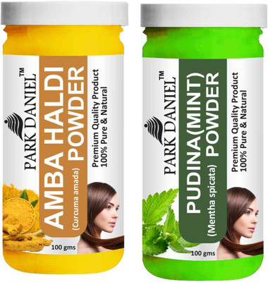 PARK DANIEL Pure & Natural Amba Haldi Powder & Pudina(Mint)Powder Combo Pack of 2 Bottles of 100 gm (200 gm )(200 g)