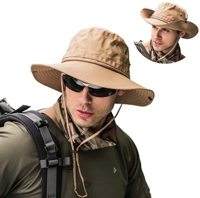 gustave Fishing Hat Summer Sun Bonnie Hat UPF 50+ UV Protection Wide Brim Cap Waterproof Safari Adventure Camping Hiking Hunting Travel Beach Bucket Hat for Men Women Boys and Girls(Khaki, Pack of 1)