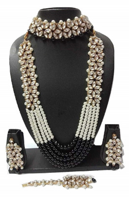 White pearl Alloy Gold-plated Black Jewellery Set(Pack of 1)