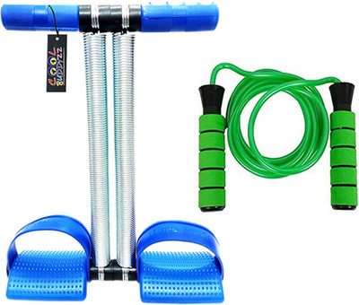 Cool Buddyzz Combo of Double Spring Tummy Trimmer and Skipping Rope Ab Exerciser(Blue)