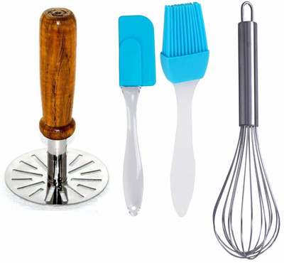 VKR universe kitchen tool set of whisker masher spatula butter brush Kitchen Tool Set(Multicolor, Spatula, Whisk, Brush, Masher)