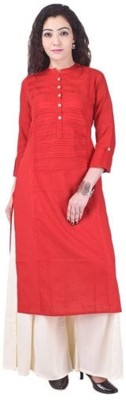 Super Teen Collections Women Solid Straight Kurta(Red)