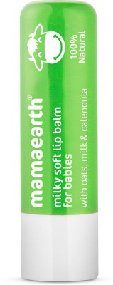 MamaEarth 100% Natural Milky Soft Lip Balm for Kids, Babies for 12 Hour Moisturization, with Oats, Milk & Calendula 4g Natural(Pack of: 1, 4 g)