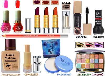 CLUB 16 All Season Special Professional Makeup Kit of 13 Makeup Items AF101(Pack of 13)