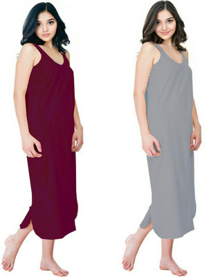 UNIQUE COLLECTONS Women Nighty(Grey, Maroon)