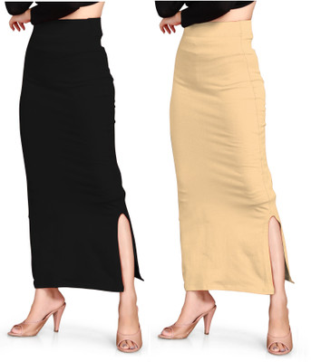 SCUBE DESIGNS Saree Shapewear Black & Beige (M) Lycra Blend Petticoat(M)