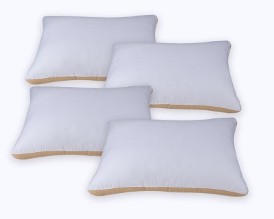 AYKA Polyester Fibre Solid Sleeping Pillow Pack of 4(White, Beige)