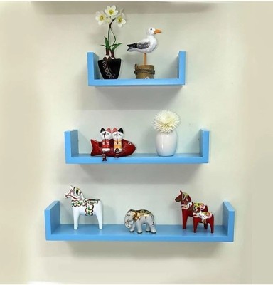 TFS MDF (Medium Density Fiber) Wall Shelf(Number of Shelves - 3, Blue)