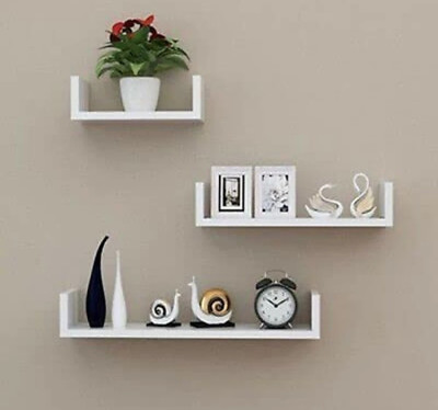 TFS MDF (Medium Density Fiber) Wall Shelf(Number of Shelves - 3, White)