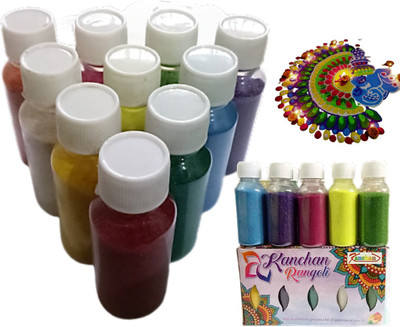 KANCHAN Pack of 10 Rangoli Powder(Multicolor)