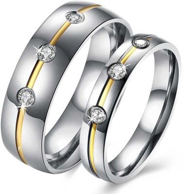 MEENAZ Platinum gold silver couple girls set combo Boys Rhodium Finger Ring only Valentine gift Smart Fashion Jewellery Collection propose Lovers Fancy Party wear Stylish latest design model Heart king Couples Love Silver Platinum Mens Style designer Thumb Band Gold plated Name Letter Hand Finger Ri