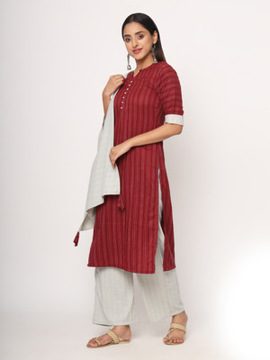 Sitaram Designer Striped Kurta, Palazzo & Dupatta Set