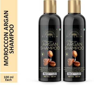 Desi Crew Premium Moroccan Argan Shampoo Help Improve Your Healthy Hair Softer,Stop Split Ends, Restore Shiny 100 ml Pack Of 2 Bottle 200 ml(200 ml)
