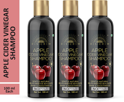 Desi Crew Premium Apple Cider Vinegar Shampoo For Dry , Frizzy Hair & Helps Remove Builups & Shine Smoothness 100 ml Pack of 3 Bottle 300 ml(300 ml)