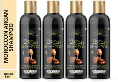 Desi Crew Premium Moroccan Argan Shampoo Help Improve Your Healthy Hair Softer,Stop Split Ends, Restore Shiny 100 ml Pack of 4 Bottle 400 ml(400 ml)