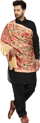 swi stylish Wool Floral Print Men Shawl(Beige)