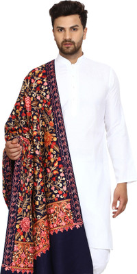 swi stylish Wool Floral Print Men Shawl(Dark Blue)