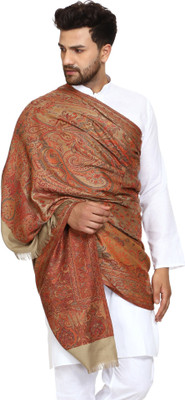 swi stylish Wool Embroidered Women Shawl(Beige)