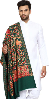 swi stylish Wool Floral Print Men Shawl(Dark Green)
