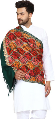 swi stylish Wool Embroidered Men Shawl(Dark Green)