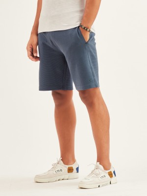 Damensch Solid Men Blue Casual Shorts