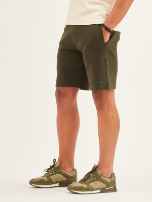 Damensch Solid Men Green Casual Shorts