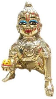 Idolsplace Laddu Gopal Idol Quality/Brass Laddu Gopal Idol/Golden Bal Gopal Idol/Little Krishna Idol/Makhan Chor Idol/Krishna Idol 400gms Decorative Showpiece  -  6.2 cm(Brass, Gold)