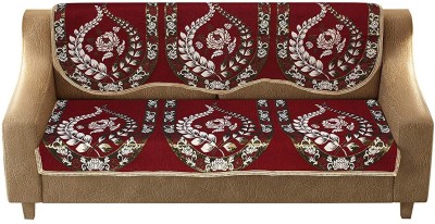 manvicreations Cotton Floral Sofa Cover(maroon Pack of 2)