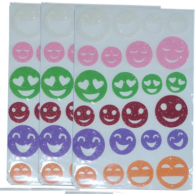 FUNCART 35.56 cm Smiley stickers tiny,big and Shiny(3pcs/Pack) Self Adhesive Sticker(Pack of 3)
