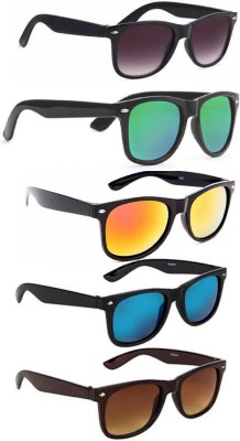 Elligator Wayfarer Sunglasses(For Men & Women, Black, Brown, Green, Yellow, Blue)