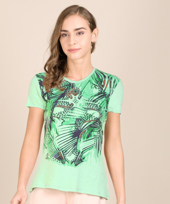 Lyra Printed Women Round Neck Multicolor T-Shirt