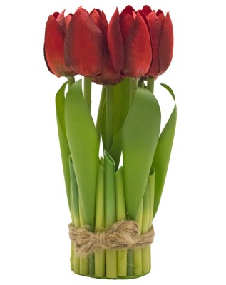 Amflix Red Tulips Artificial Flower(8 inch, Pack of 1, Flower Bunch)