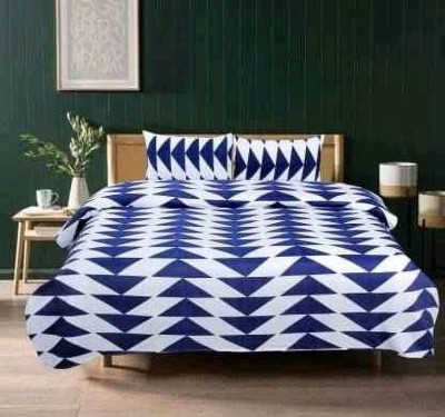 deersh collection 144 TC Polycotton Double Printed Flat Bedsheet(Pack of 1, Blue)